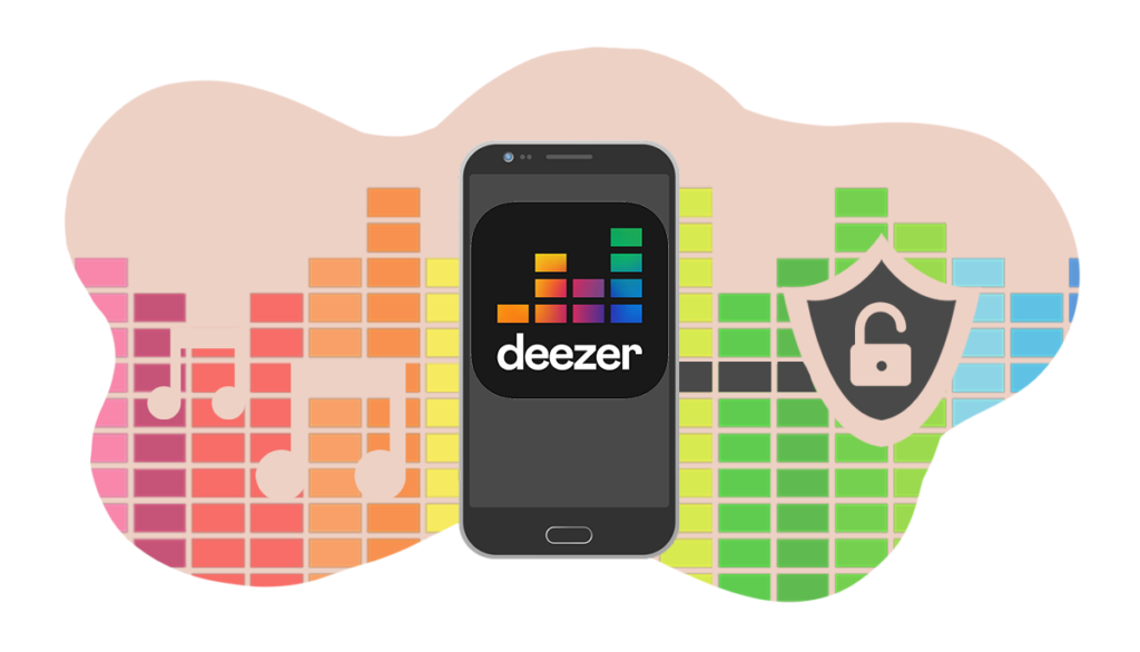 Deezer logo with shield lock icon