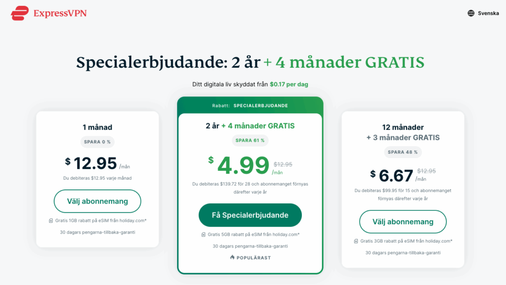 ExpressVPN pris