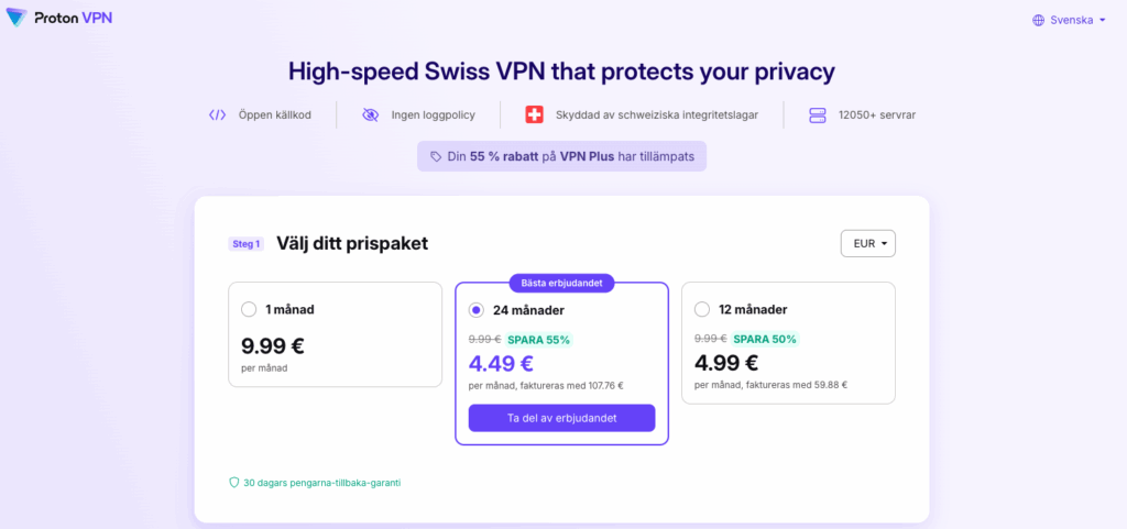 ProtonVPN pris