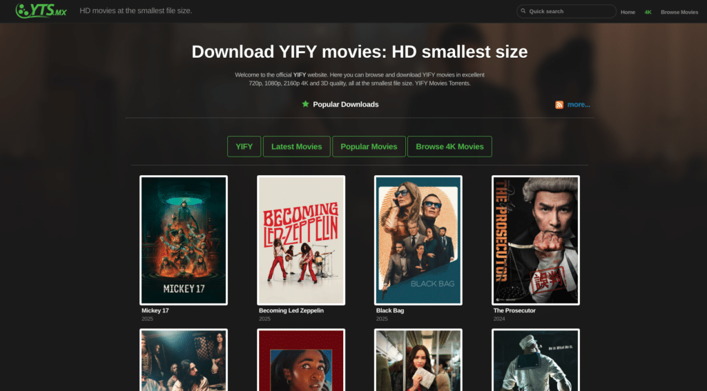 YTS Torrents - RARBG-alternativ