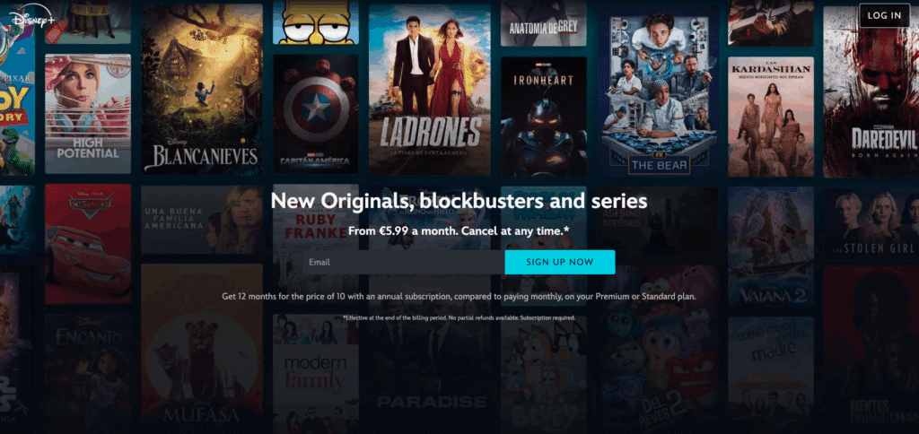 Disney+ hemsida